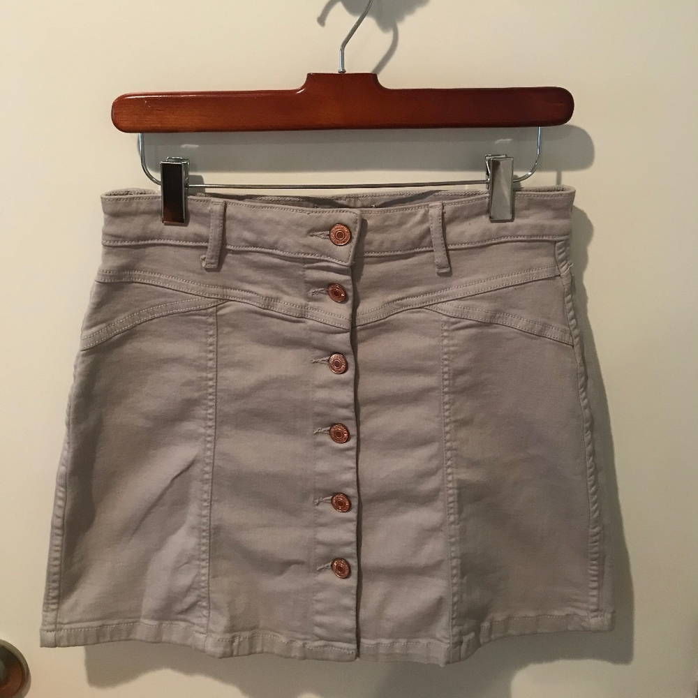 Gray Button Mini Skirt